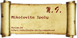 Mikolovits Ipoly névjegykártya